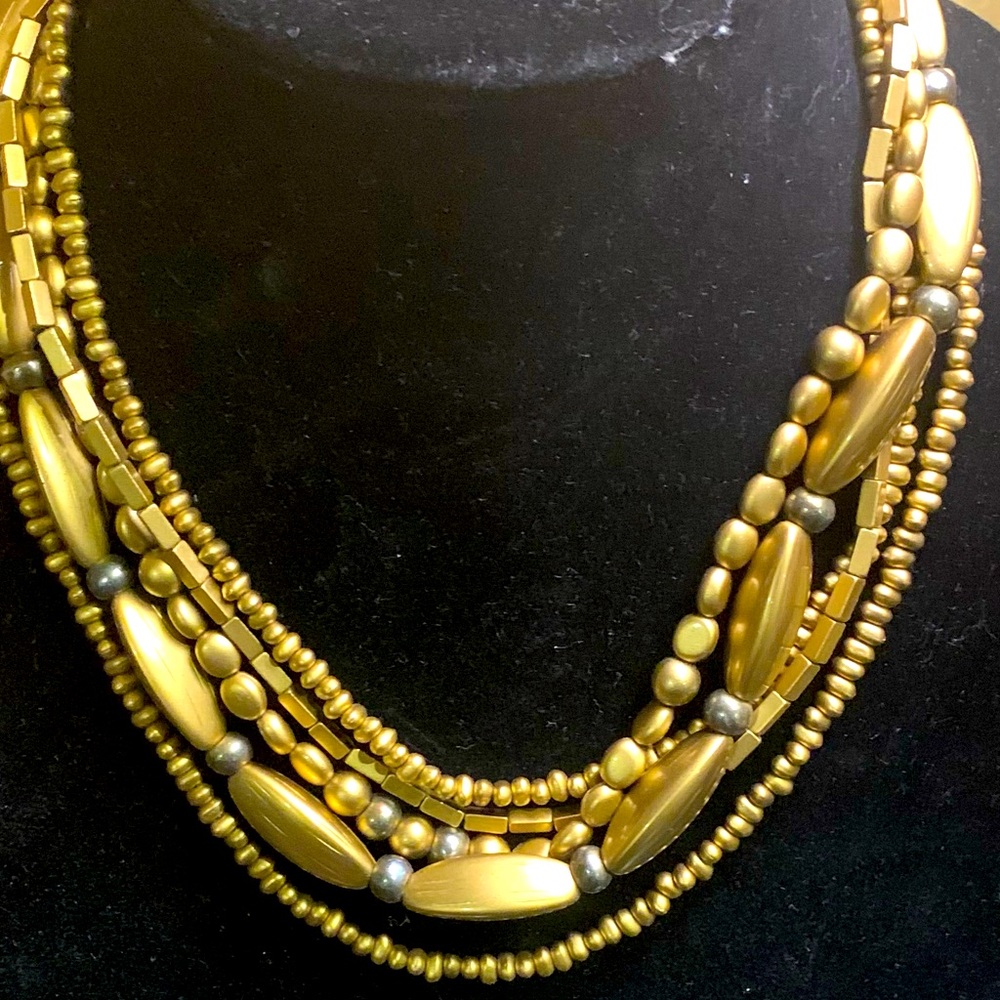 Gold Multi-strand Enamel Necklace
